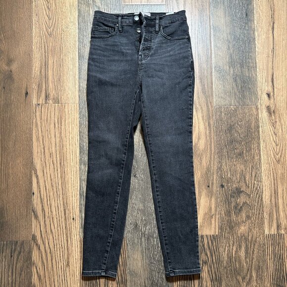 Everlane The High Rise Skinny Jean Button Fly Washed Black Size 26 Ankle - Picture 1 of 4